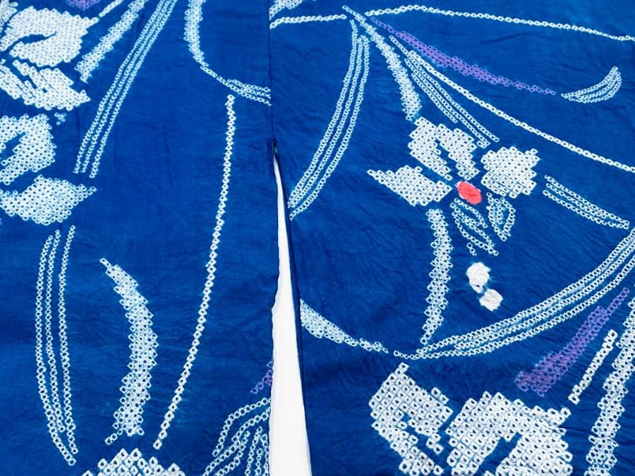 値下げ‼️ 213　中古品　綿　総絞り　ゆかた　有松鳴海絞り　手縫い　Sサイズ