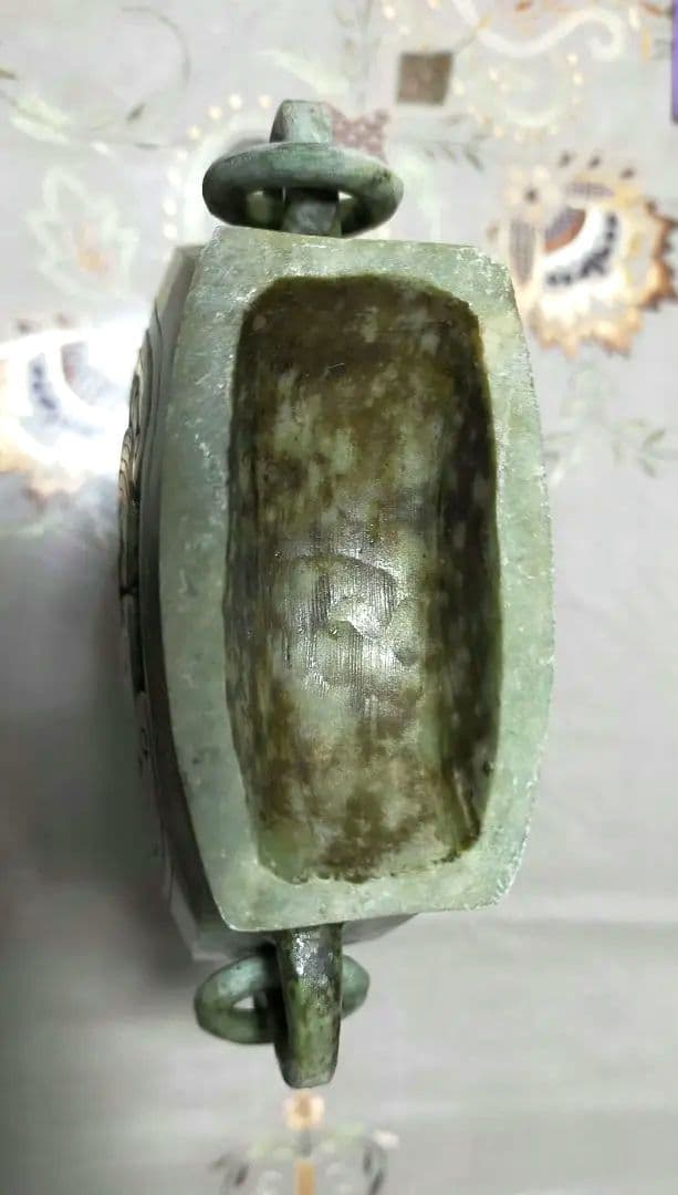 セール中❗!アンティーク美術品　天然玉石彫り花瓶　双耳龍紋　吉祥紋