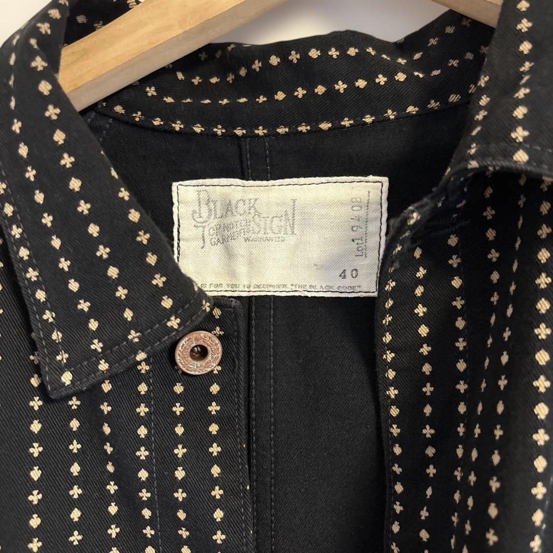 プレイングカードパターン・ワーカーズジャケット 40カバーオール　ブラックサイン