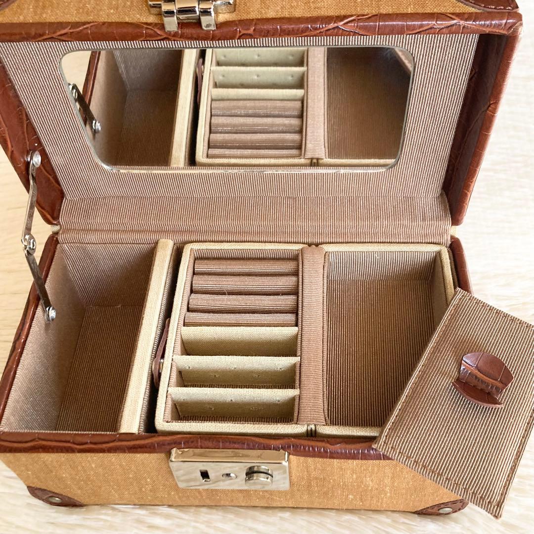 ジュエリー ボックス トランク　ミラー ケース　鍵付き　ヴィンテージ　小物入れ