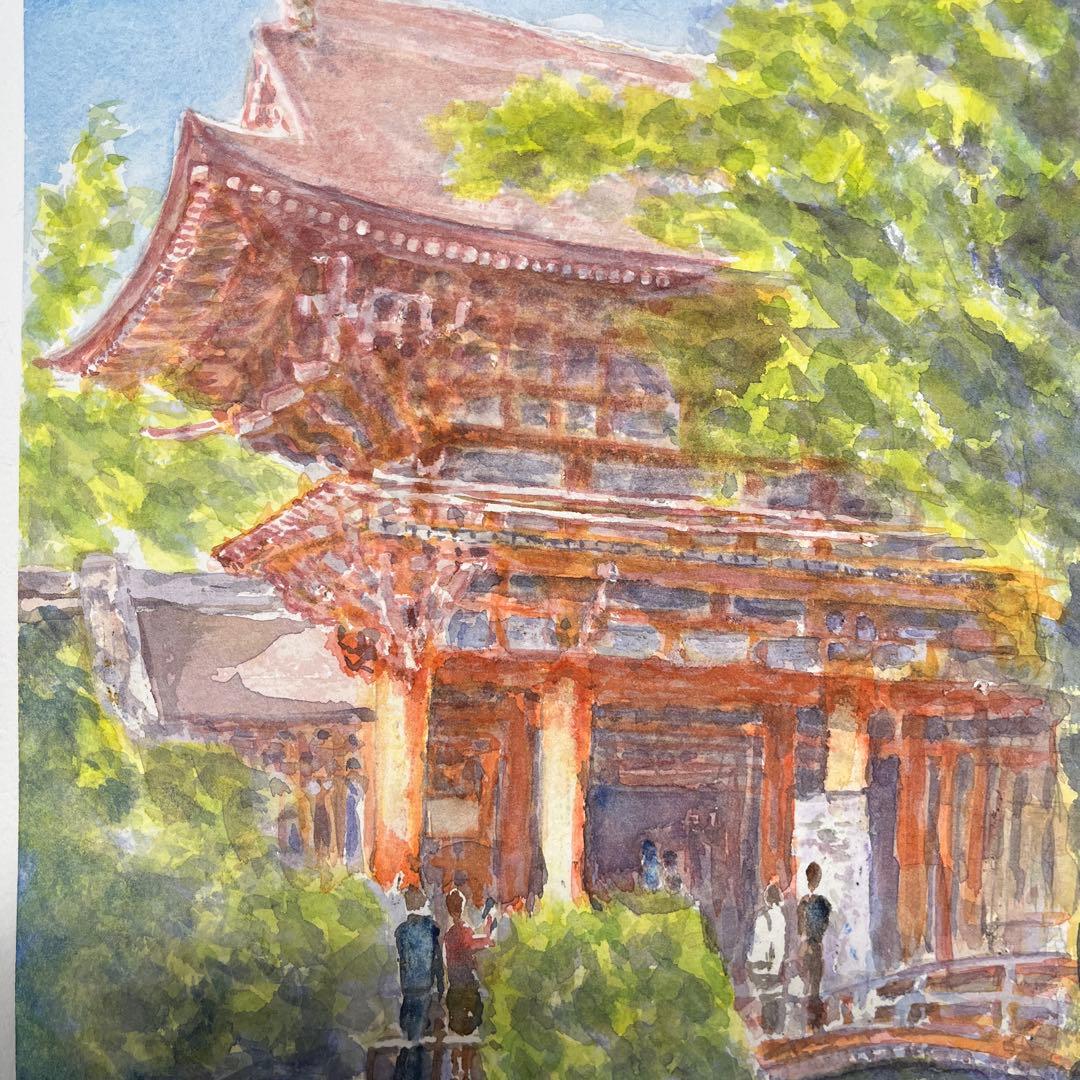 動画投稿中　Ｆ4 上賀茂神社　手描き水彩画　原画　京都世界遺産