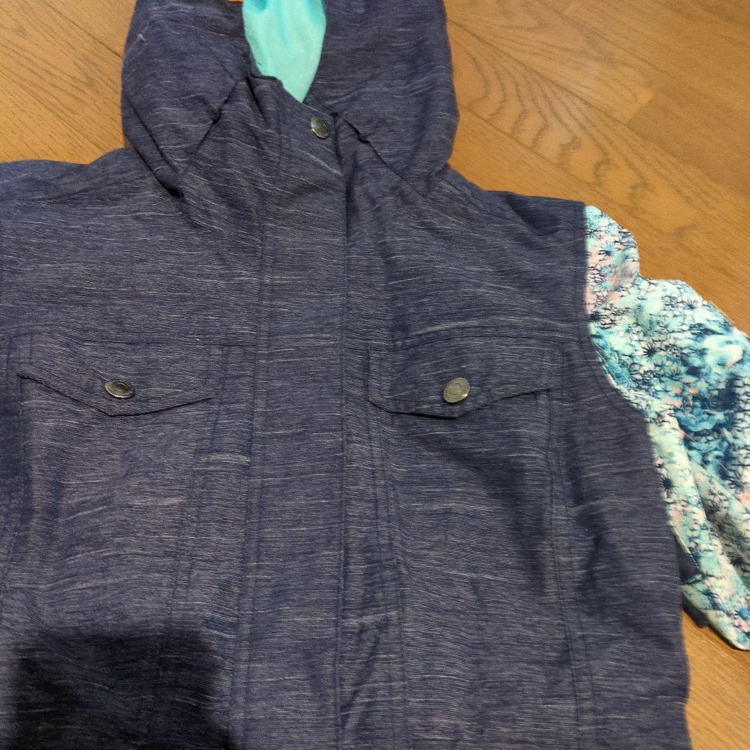 【美品】ROXY　スノボウェア　上下セット　総柄　デニム風　ワインレッド　Ｓ