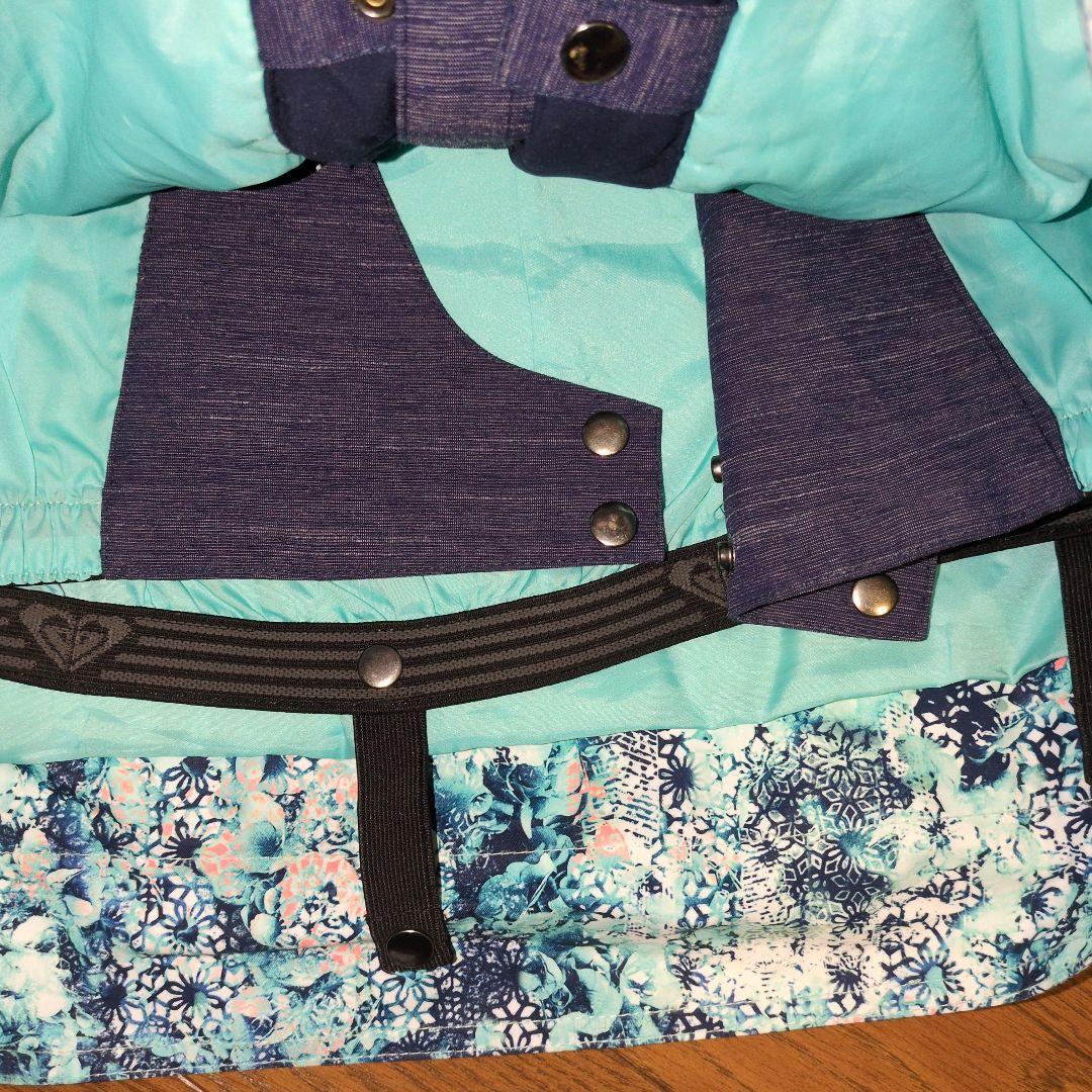 【美品】ROXY　スノボウェア　上下セット　総柄　デニム風　ワインレッド　Ｓ