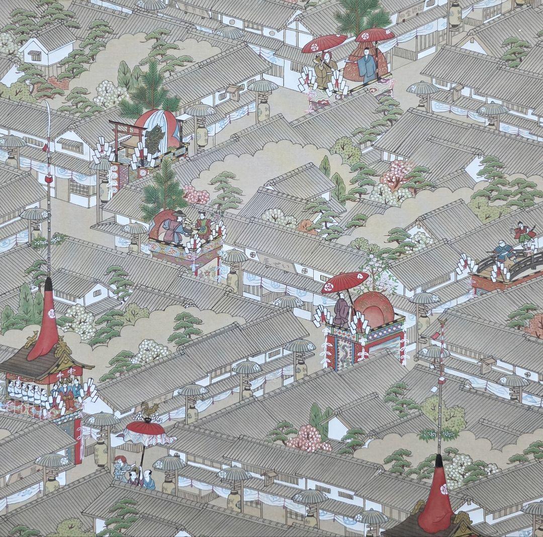 【祇園祭山鉾巡行図】染色 1015 京都洛中洛外 長刀鉾 掛け軸