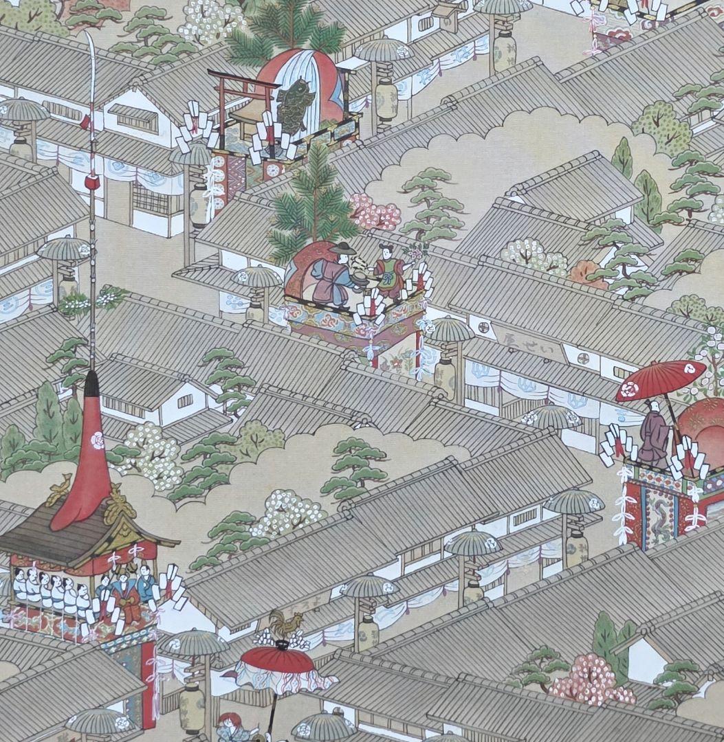 【祇園祭山鉾巡行図】染色 1015 京都洛中洛外 長刀鉾 掛け軸