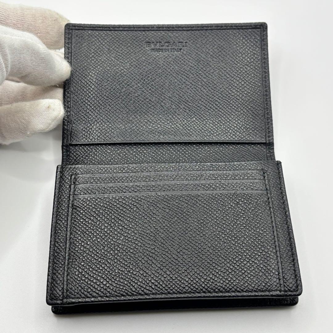 【美品】ブルガリ 名刺入れ カードケース ブルガリマン サークルロゴ 黒
