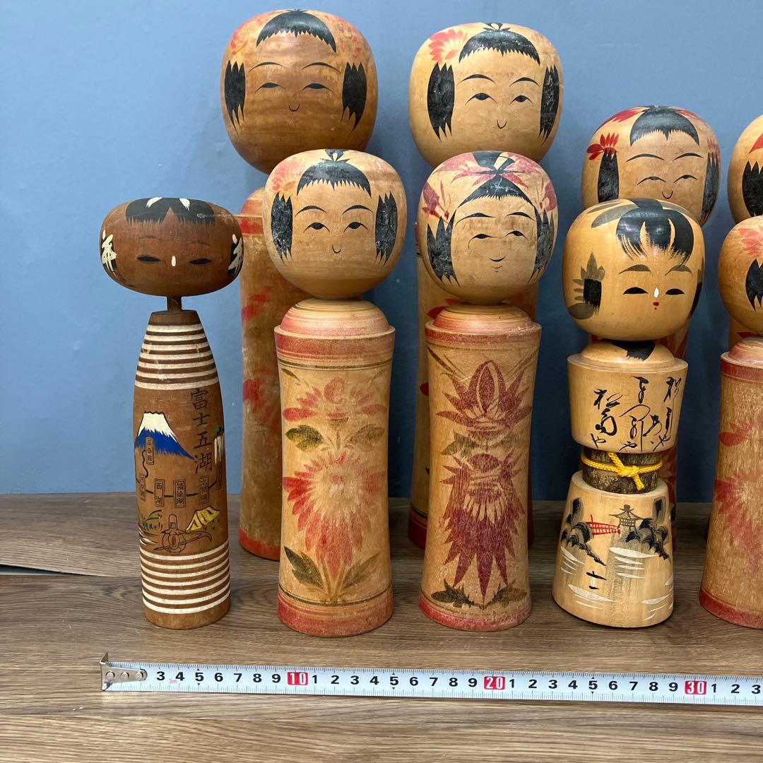 D-2 昭和レトロ 伝統こけし 11体セット 鳴子系 作家物 富士五湖 置物