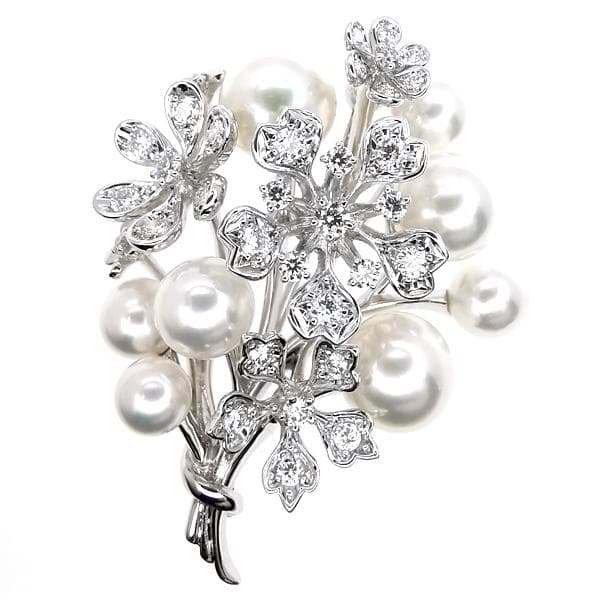 ミキモト MIKIMOTO K18 パール ダイヤ ブローチ 定価99万