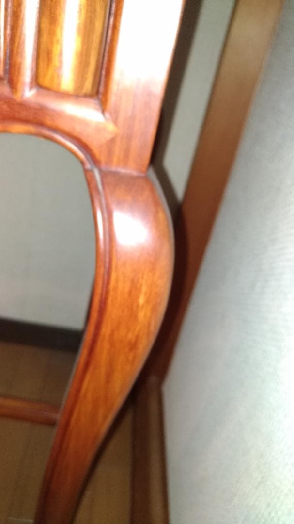 花梨　唐木　ライティングビューロー 　彫刻入り引き出し