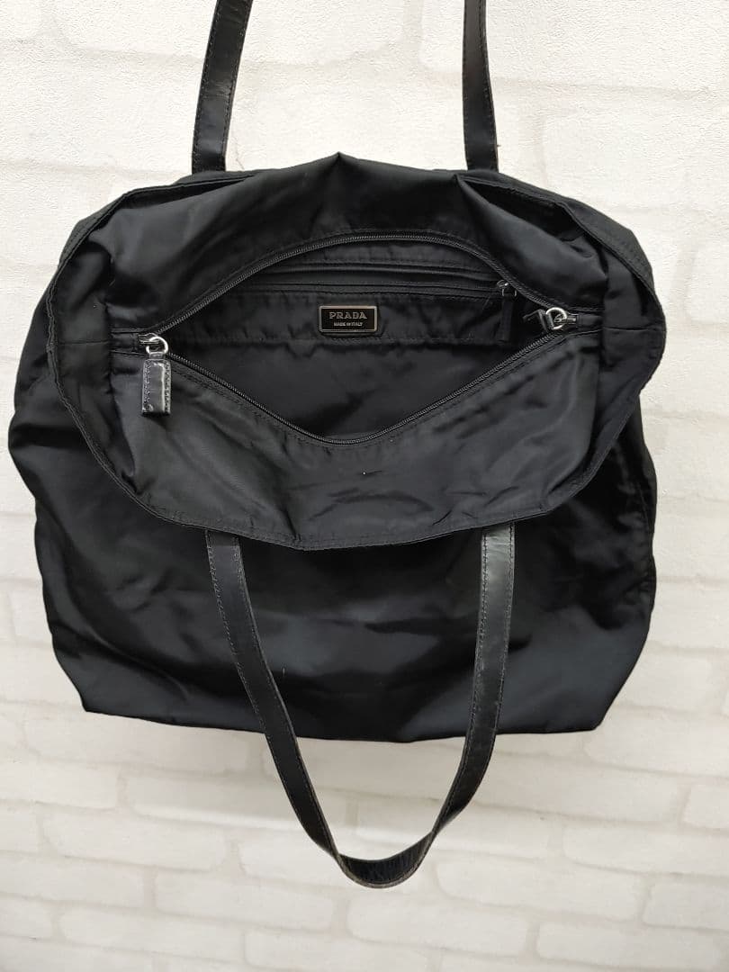 クロボボPRADA　トートバッグ　ハンドバッグ　白タグ　三角ロゴ　ナイロン