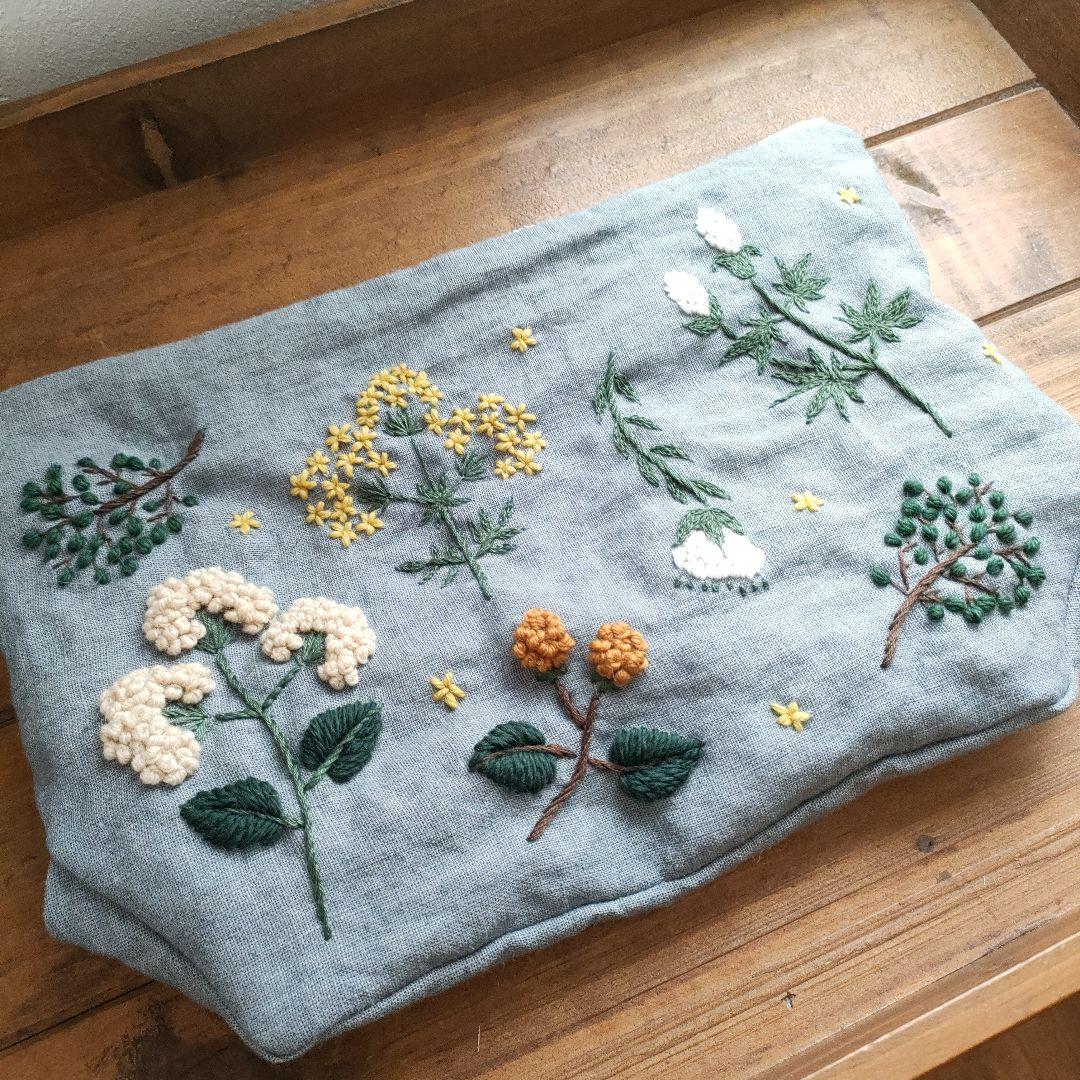【リネン刺繍　nonpii様オーダー専用ページ】マルチクロス　ボートポーチ