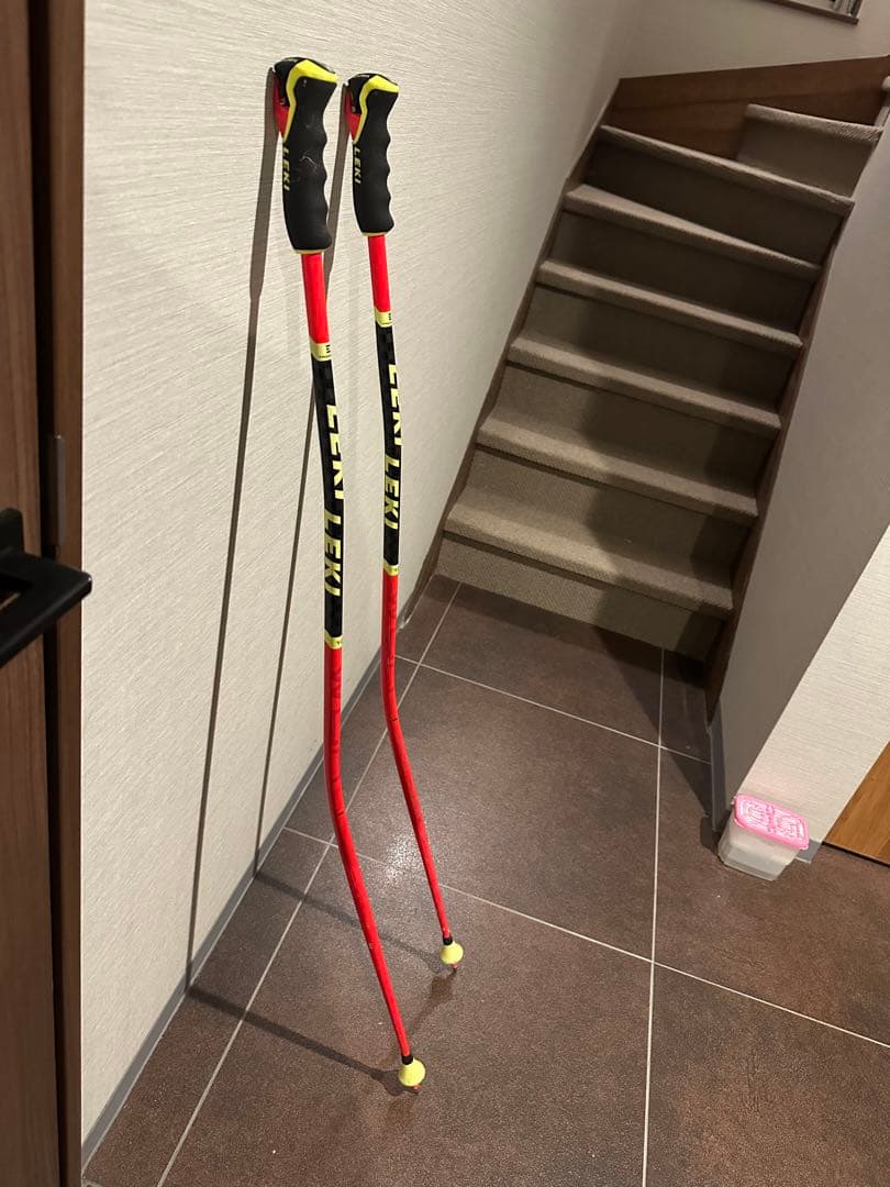 LEKI スキー ストック 125 赤黒黄