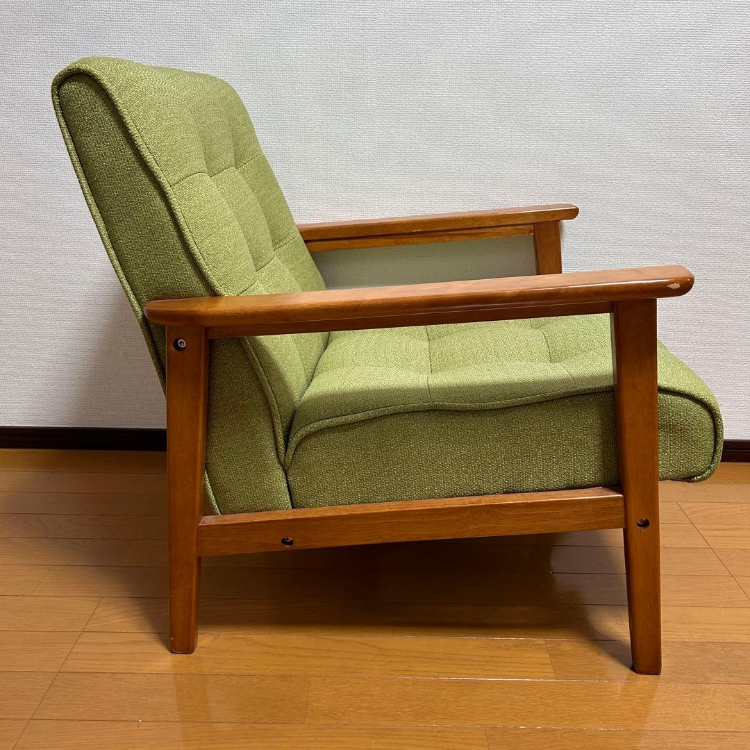 【極美品✨】　１人掛けソファ　グリーン　カーキ　カリモク風ソファ