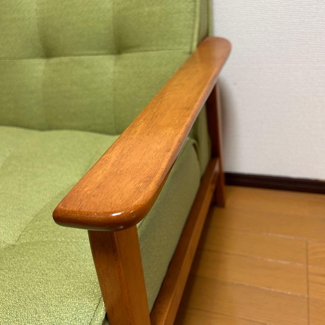 【極美品✨】　１人掛けソファ　グリーン　カーキ　カリモク風ソファ