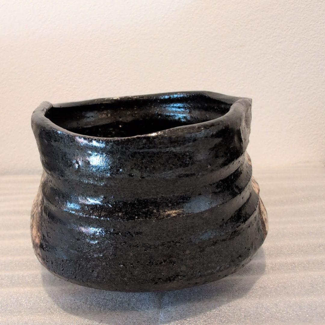古黒織部 沓茶碗 仕覆 時代箱