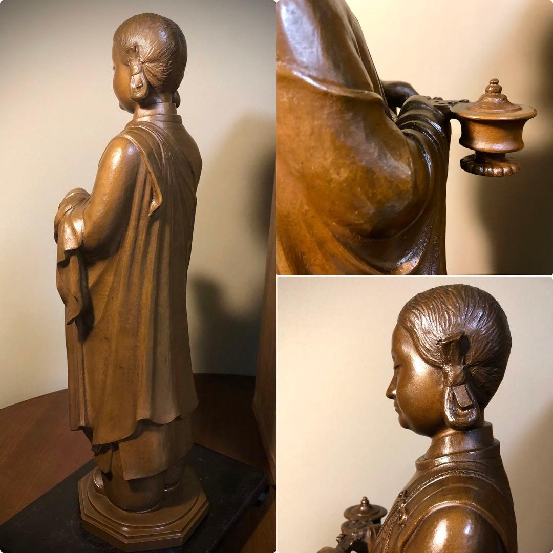 雨宮治郎作 銅造聖徳太子十六才御像　聖徳太子孝養像 共箱 置物 彫刻 彫像