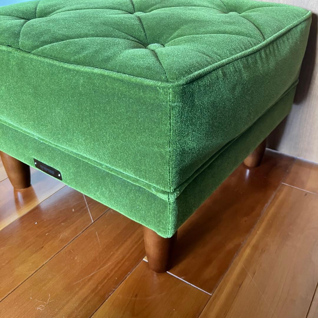 カリモク60 モケットグリーン オットマン ウォールナット