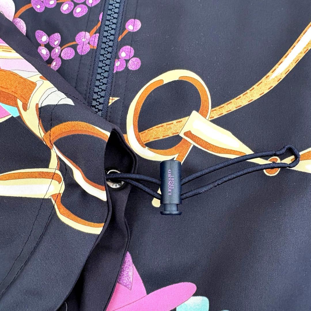 【極美品】レオナールスポーツ リバーシブルベスト 濃紺 花柄 ロゴ 38 ゴルフ