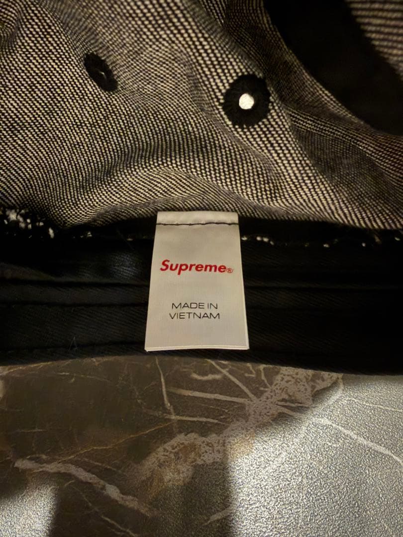 Supreme 黒 デニムキャップ