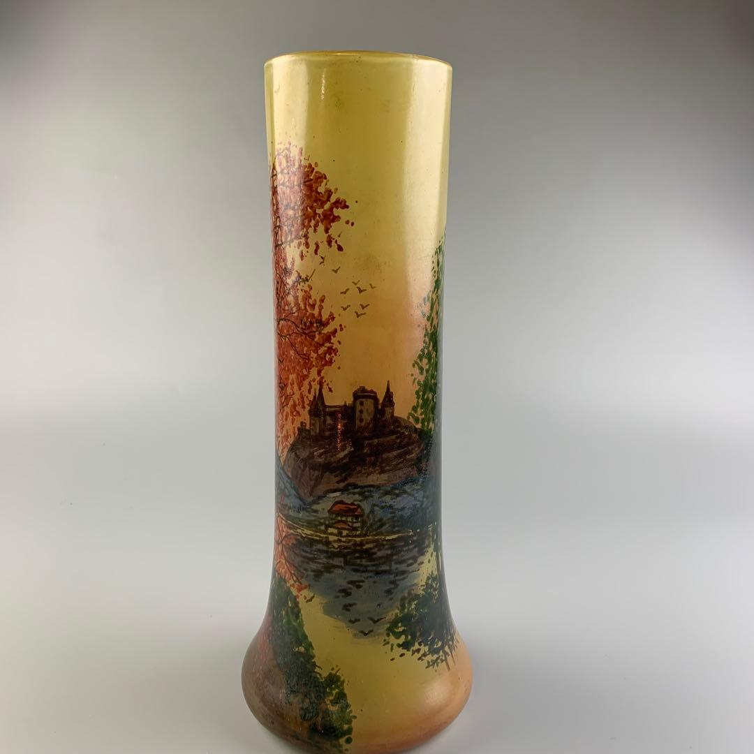 ガラス 花瓶 花器 在銘 硝子アンティーク 飾壺 西洋美術 ガラス工芸