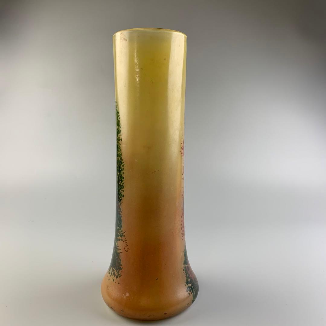 ガラス 花瓶 花器 在銘 硝子アンティーク 飾壺 西洋美術 ガラス工芸