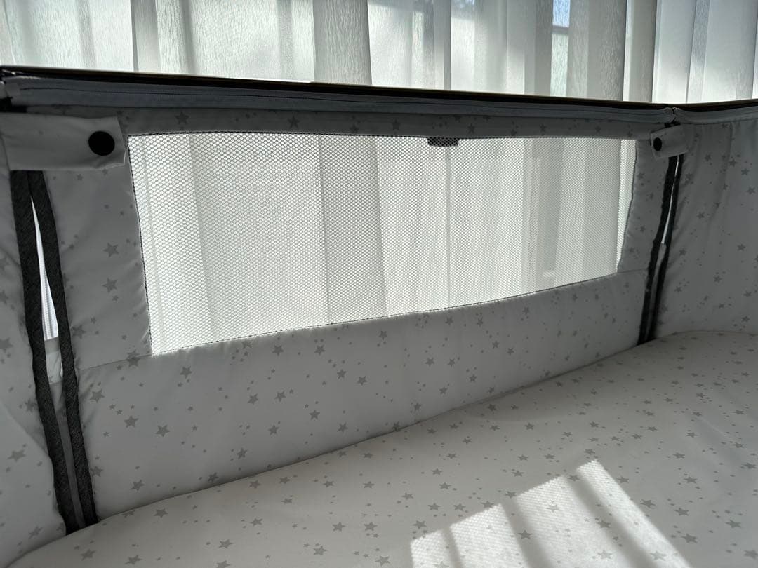 【Y】HZDMJ ベビーベッド グレー 蚊帳付き