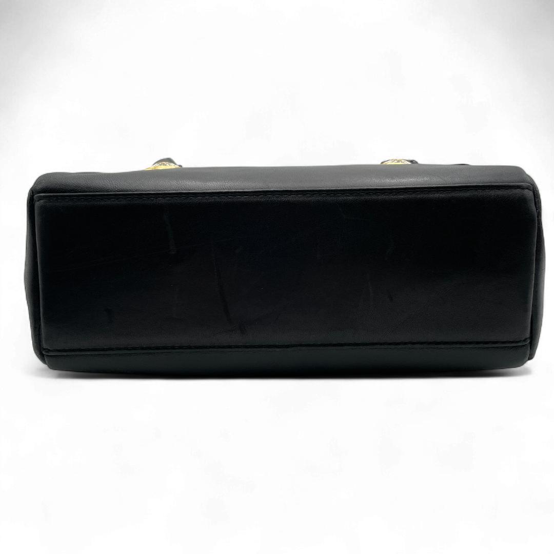 良品 GIANNI VERSACE トートバッグ レザー ブラック サンバースト