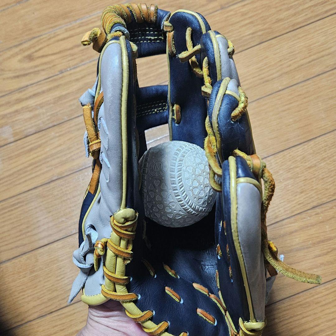 ミズノプロ　軟式用グローブ ネイビー/ゴールド 　　　　　　内野手用