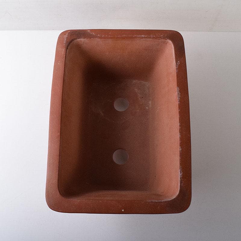 中国　紫砂　朱泥　漢詩山水刻　植木鉢　盆栽鉢　V　R8480H