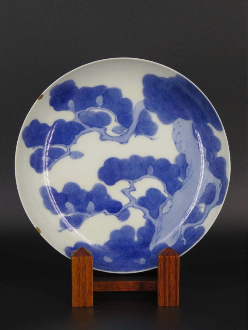 江戸時代 古伊万里 鍋島焼 老松紋 中皿 染付 大名贈答品 骨董 古美術