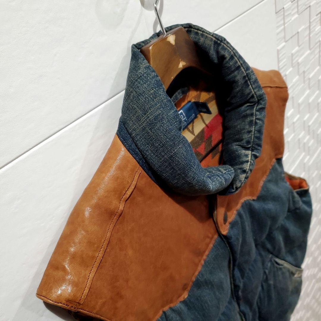 【L】ラルフローレン レザー ダウンベスト