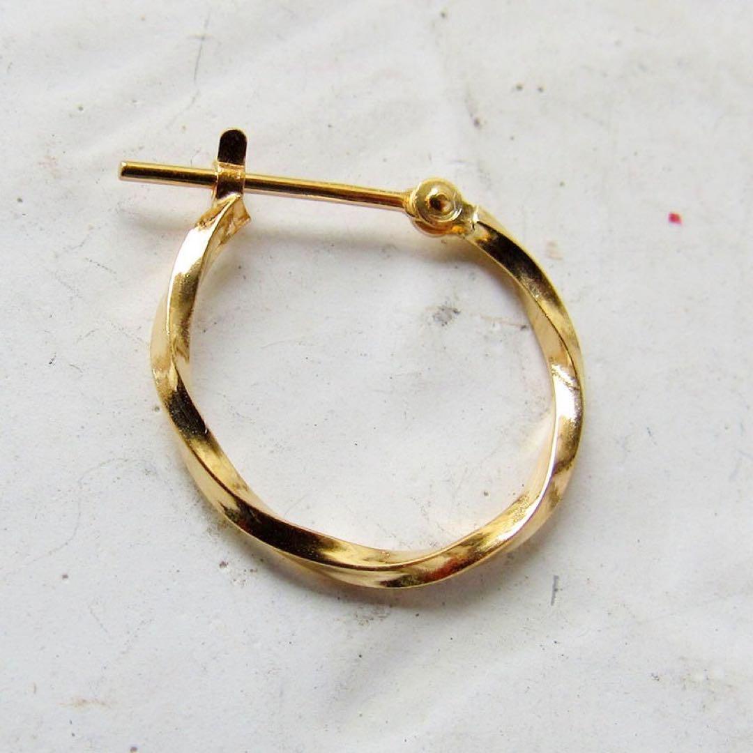 18K ピアス フープ フープピアス 片耳 片方 K18 新品 本物 ゴールド