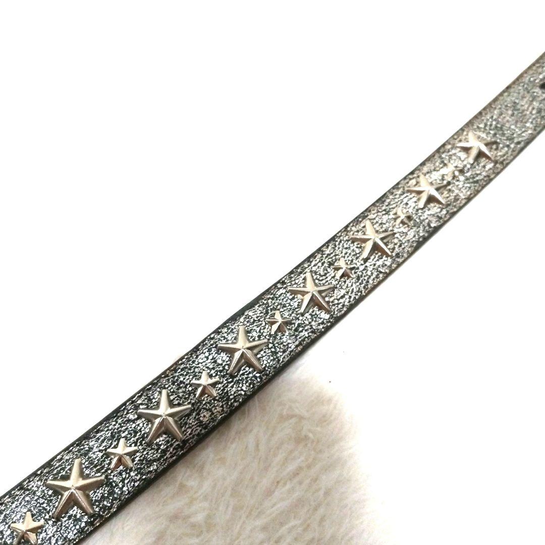 JIMMY CHOO ジミーチュウ スター 星 スタッズ 総柄 レザーベルト 銀