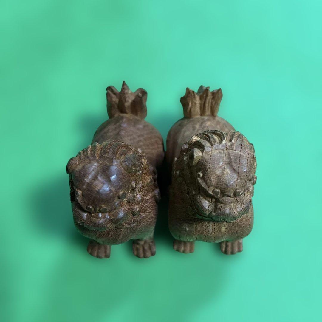 ⑨ 狛犬　彫り物（けやき材）木製　左右一対