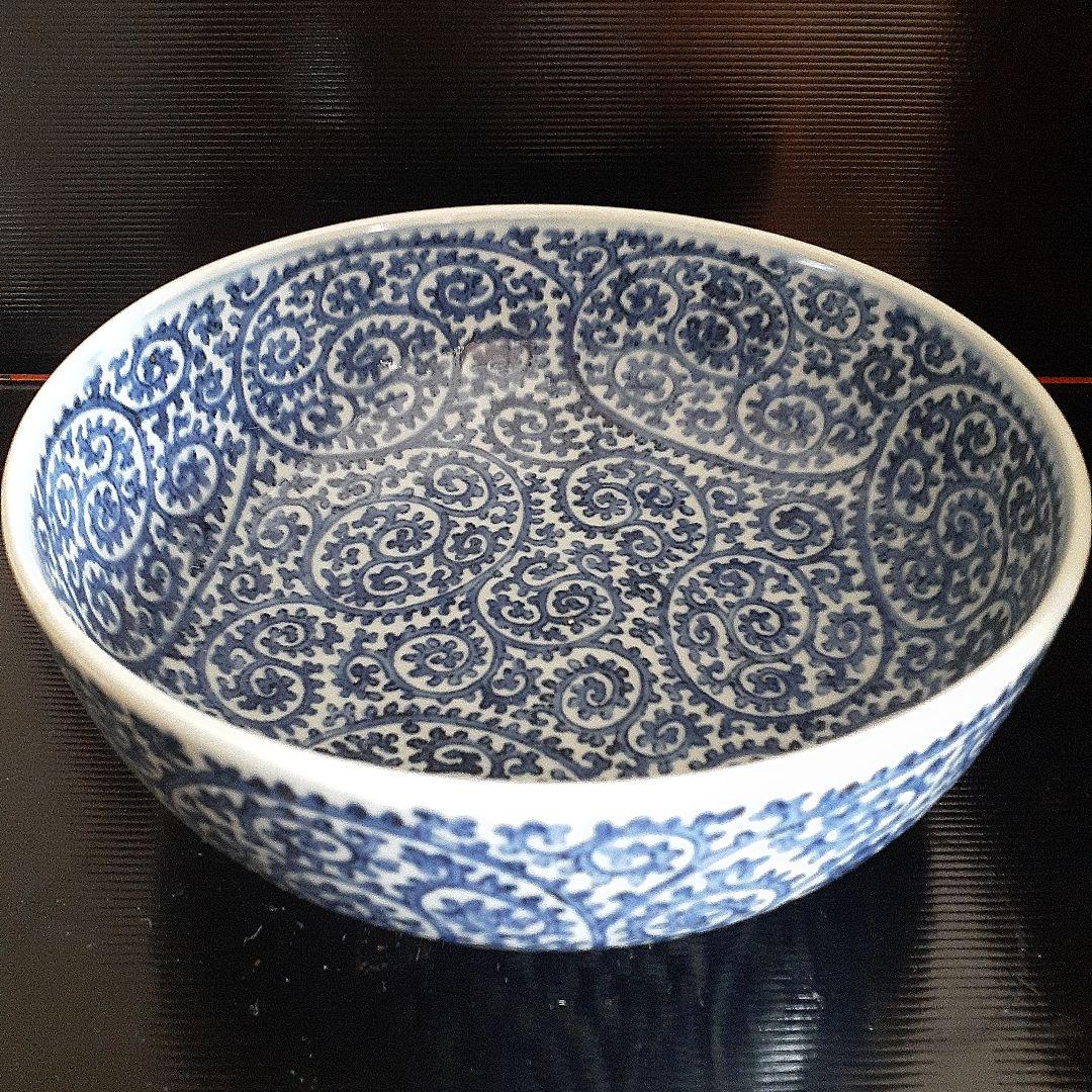 江戸時代染付たこ唐草鉢