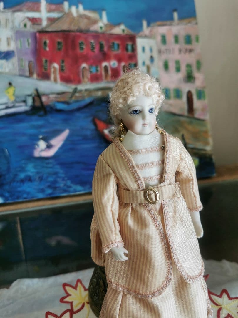 ヴィンテージ 作家物ミニョネットフレンチビスクドール キャシーハンセン作 貴婦人