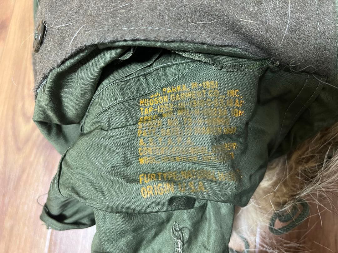 50s アメリカ軍 実物 M51 フード コヨーテファー ワイヤー付き 米軍