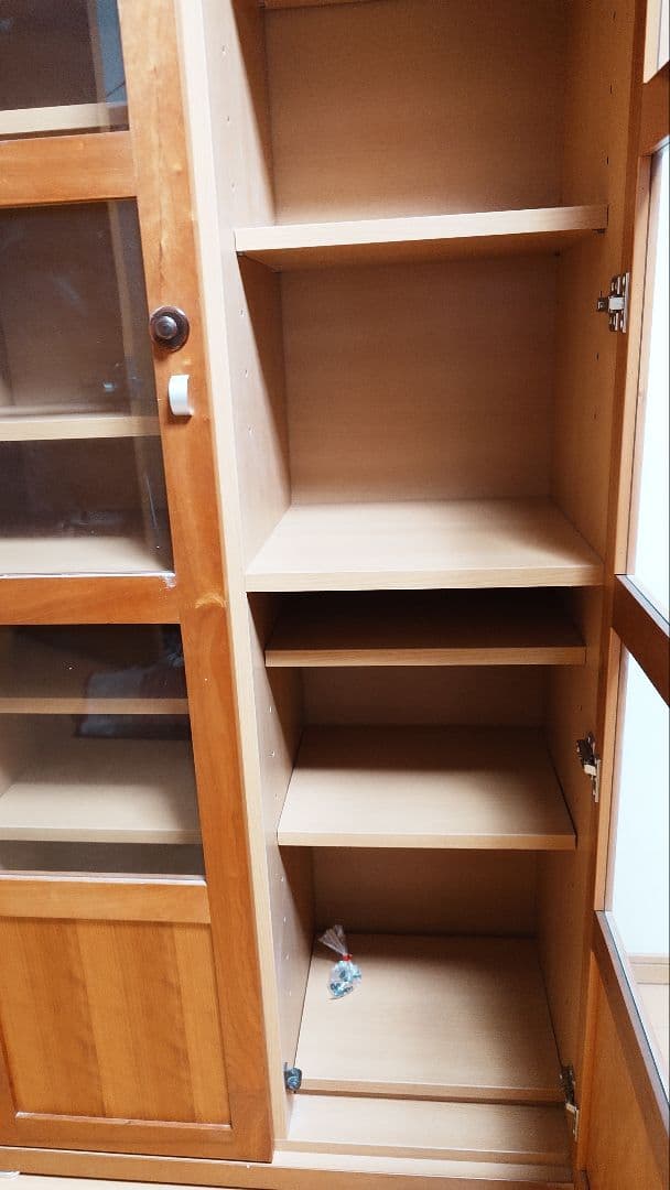 木製本棚 ガラス扉付き チェリー