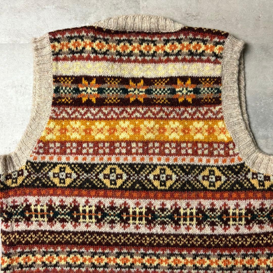 Jamieson's スコットランド製 フェアアイル柄 ウールニットベスト