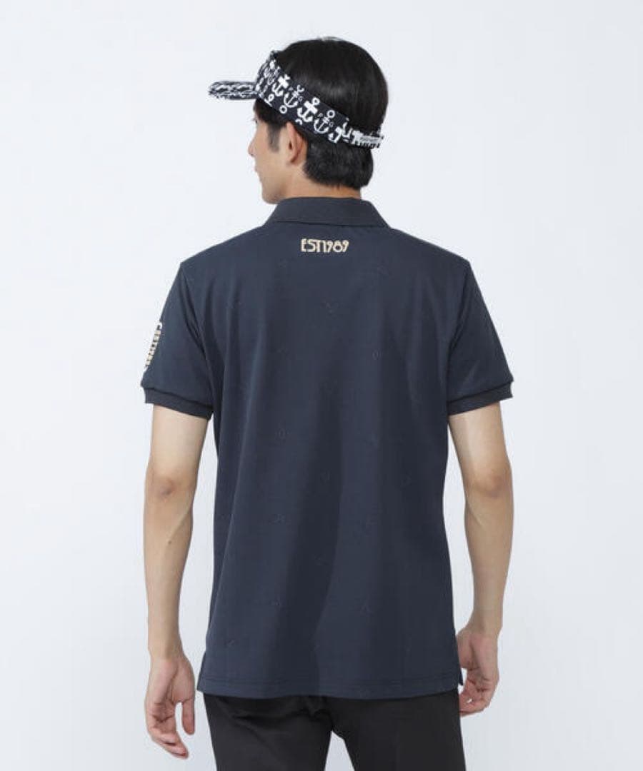 【PEARLY GATES】ストレッチカノコアンカージャガード半袖ポロシャツ