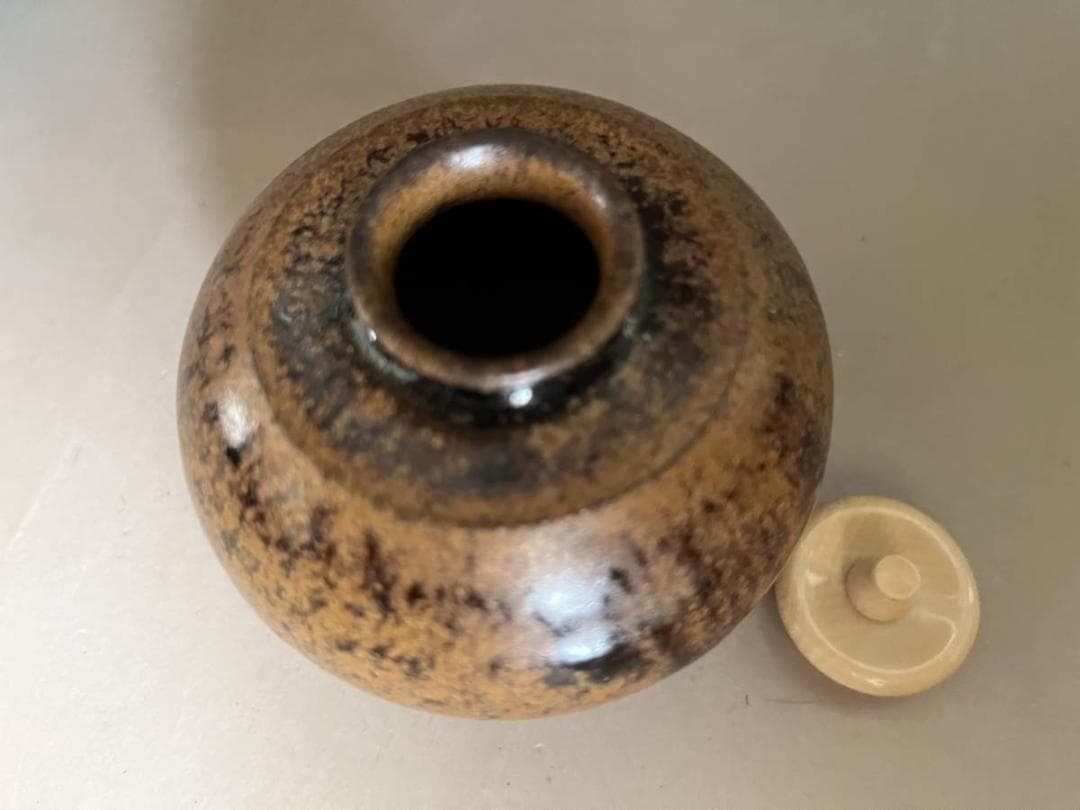 茶入れ■文琳型 糸切り高台 仕覆 桐共箱付 茶壷 お茶道具 骨董品 上物■