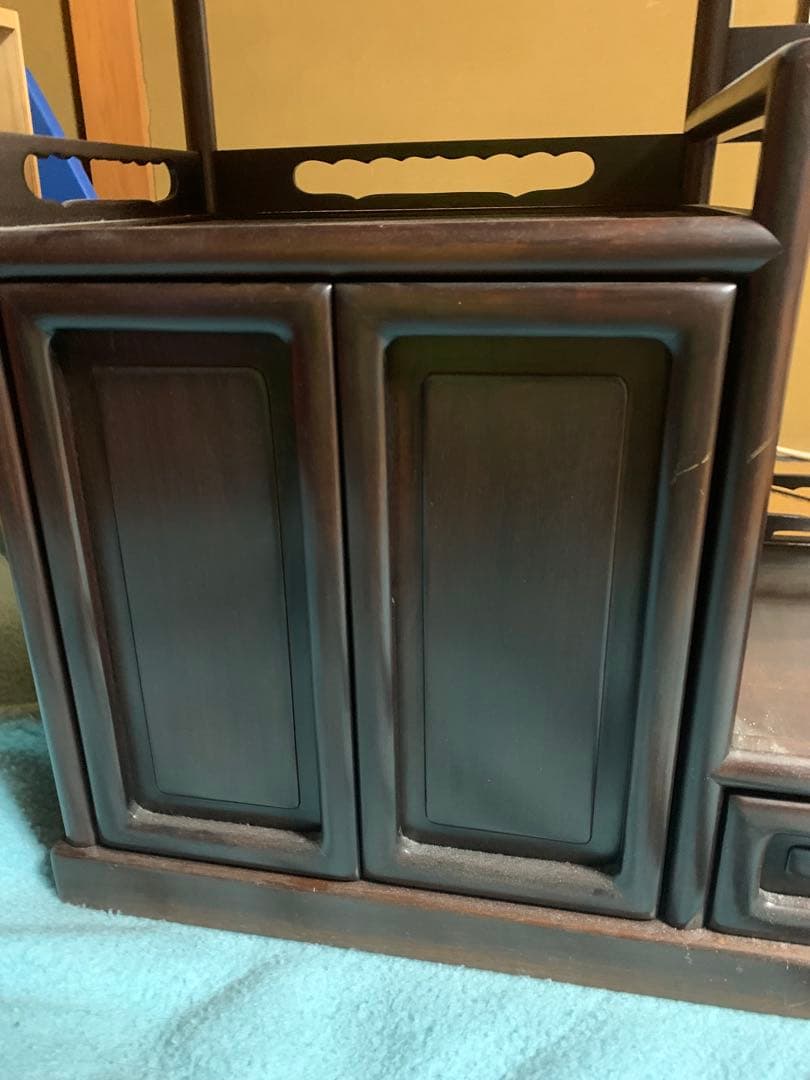 茶箪笥　アンティーク　木製棚 ダークブラウン 引き出し付き