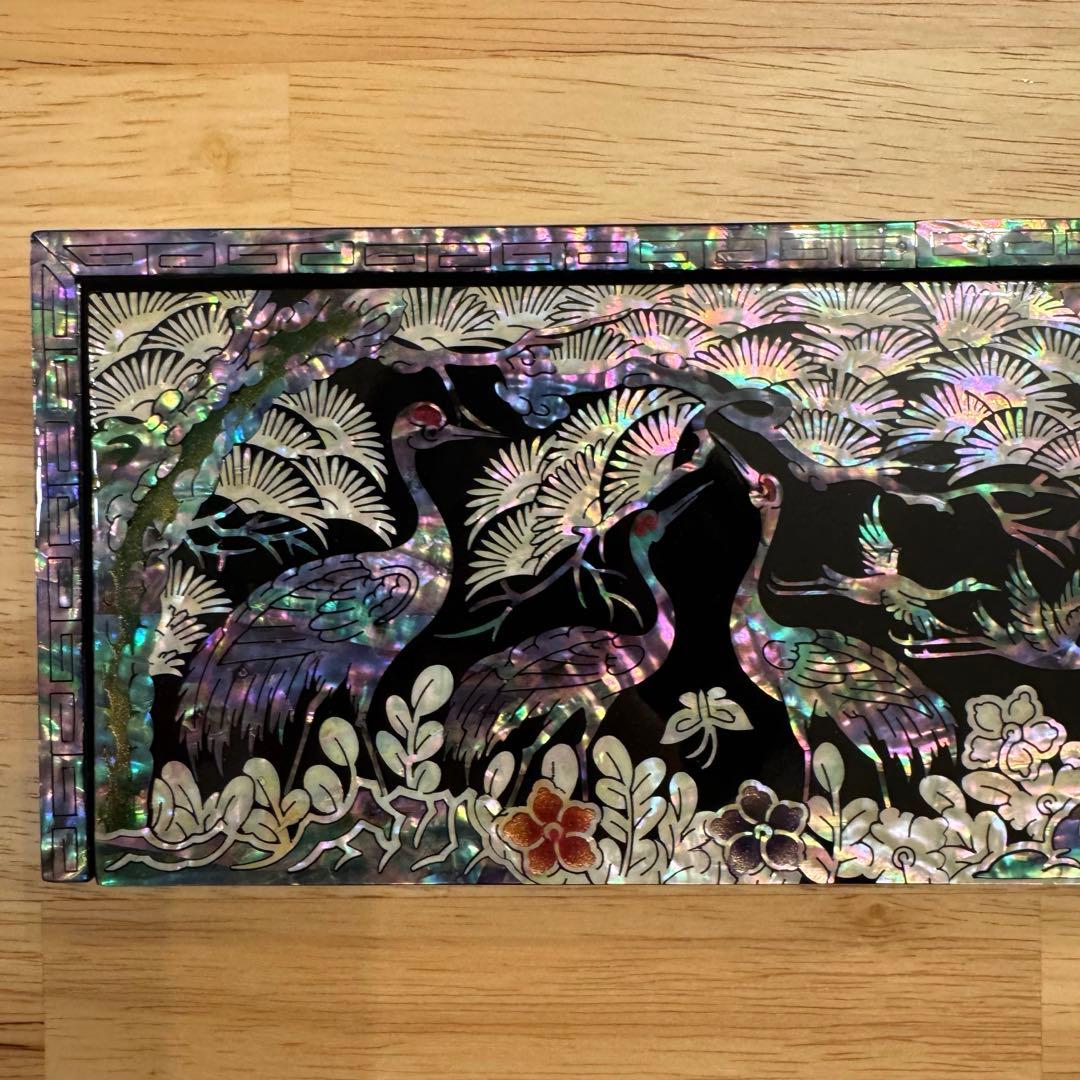 【一点限り★新品未使用】螺鈿 韓国螺鈿 長箱 アクセサリーケース 小物入れ