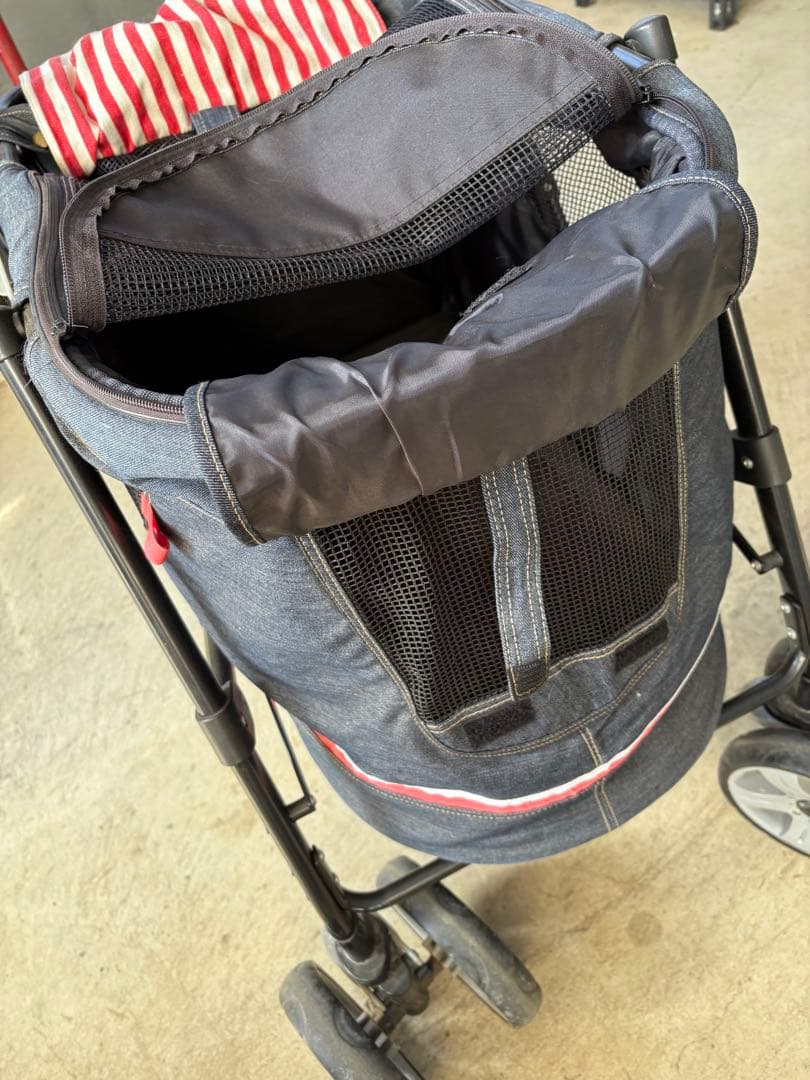 デニムブルー ペットカート メッシュ通気性
