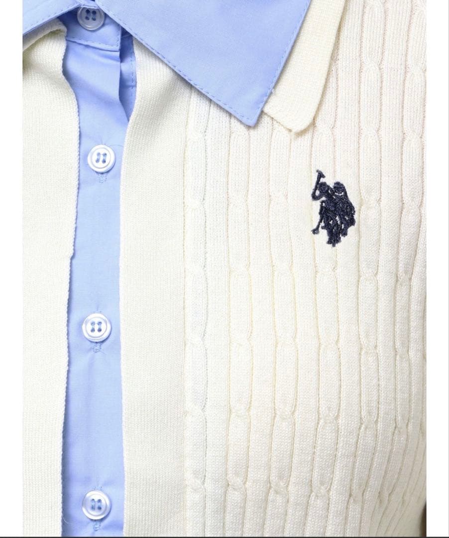 MERCURYDUO POLO別注シャツレイヤード風ケーブルカーディガン