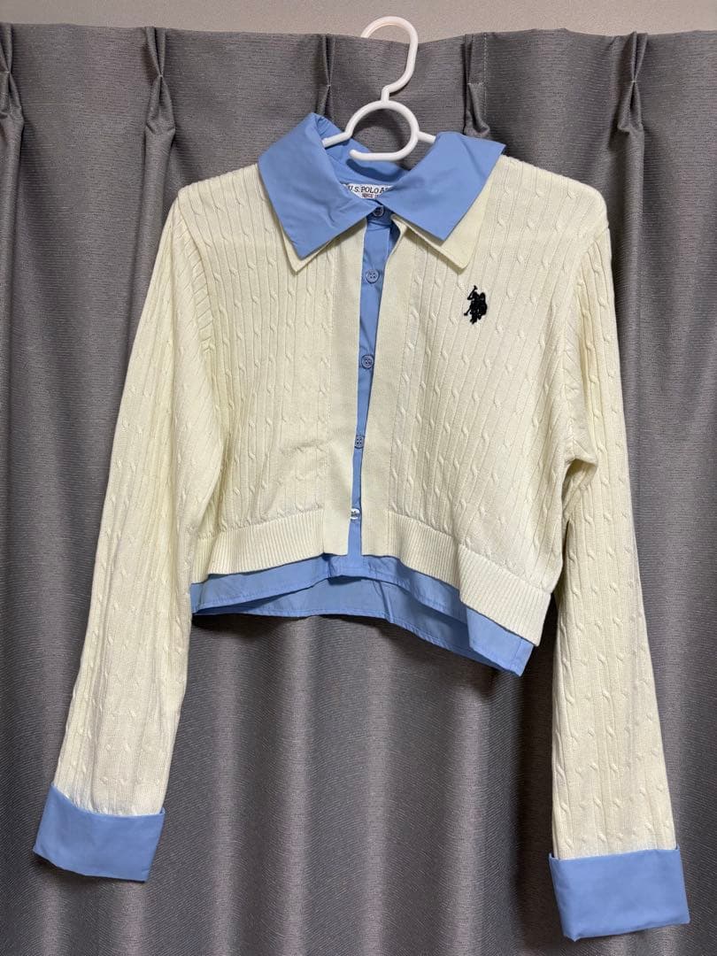 MERCURYDUO POLO別注シャツレイヤード風ケーブルカーディガン