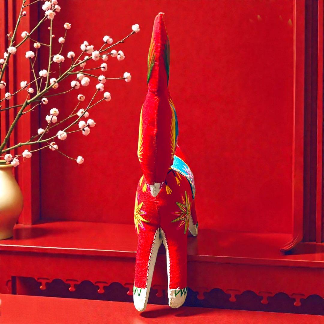 昭和期の中国民間玩具・陝西省西安 毛馿（馬/赤）郷土玩具　午年　干支飾り