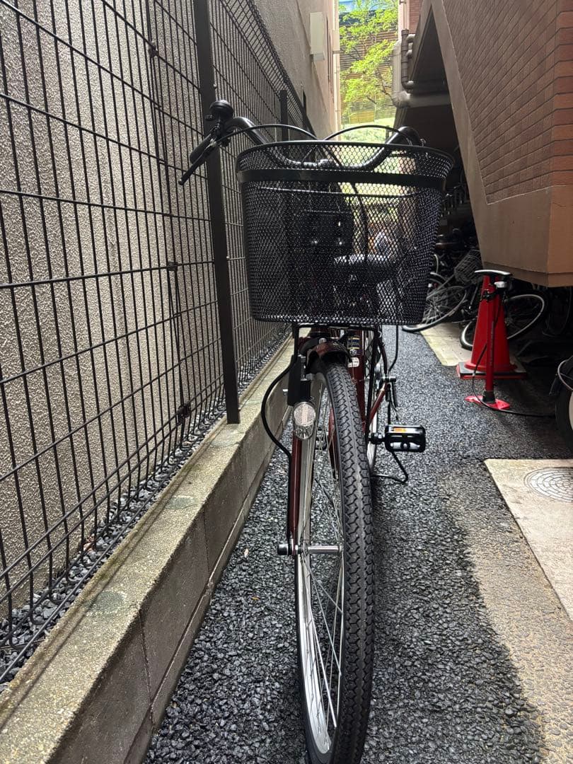 【新品同様】シティサイクル バスケット付きバーガンディ色【引き取り限定】名古屋市