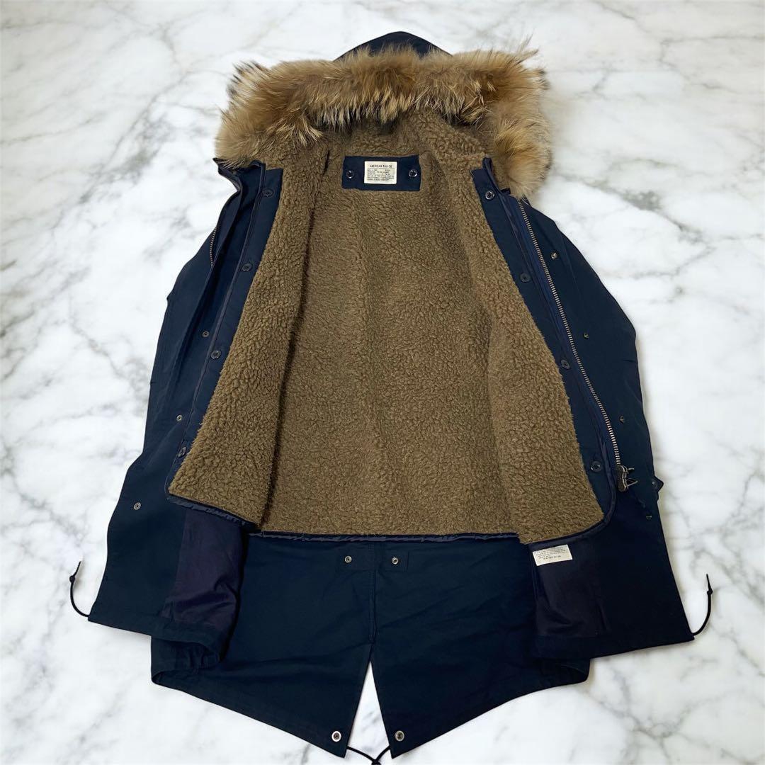 アメリカンラグシー モッズコート2way ファー付き ネイビー M