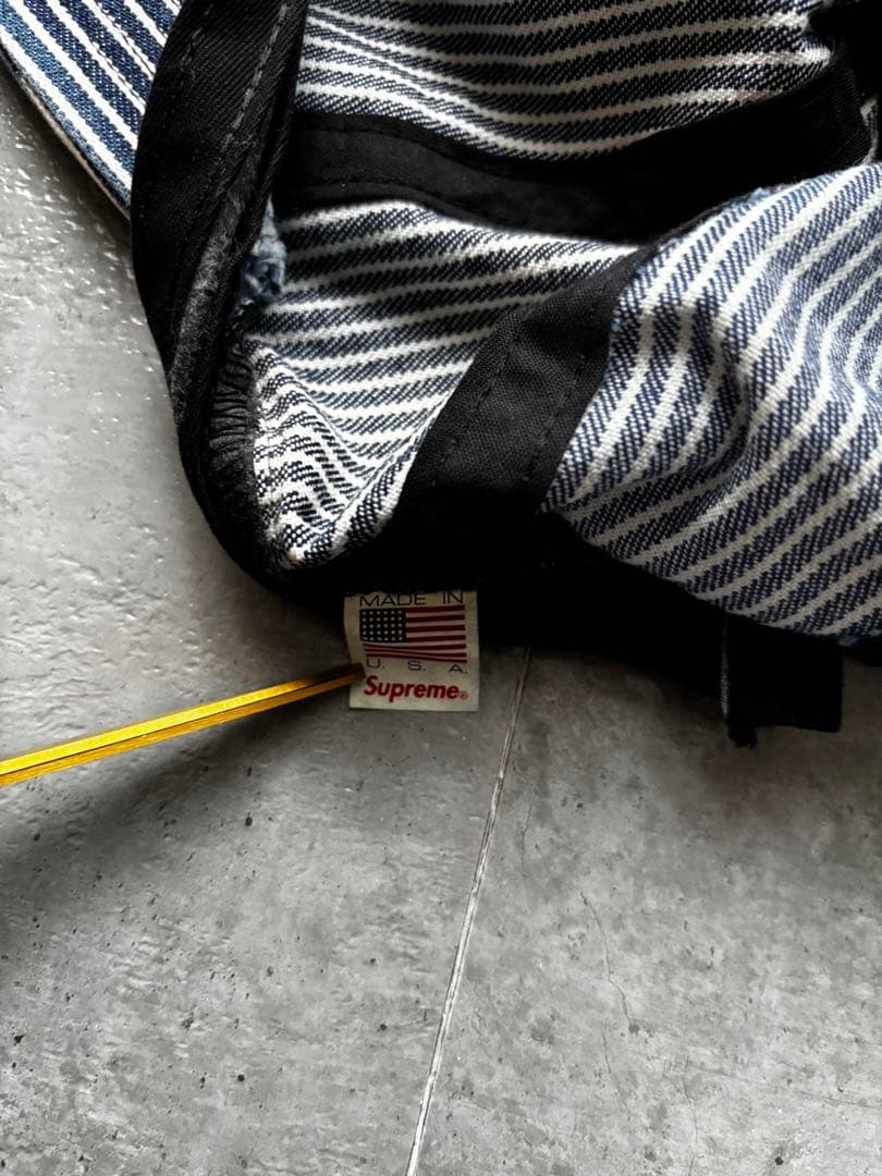 USA製　シュプリーム Sロゴ　ヒッコリー　ストライプ　キャップ　デザイン◎